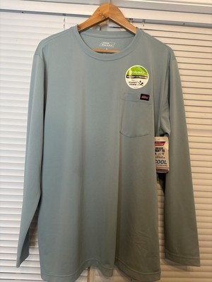 Men's Dickies long Sleeve Pocket Tee Performance Cooling Blue NEW NWT
