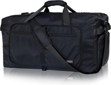 65L Duffle Bag with Shoes Compartment Foldable Travel Bag Water-Resistant Black