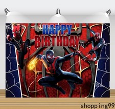 Black Spider-Man Theme Backdrop Banner Birthday Party Photo Background Decor