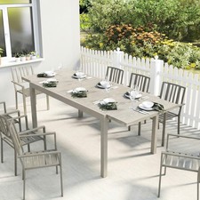 Extending Garden Table, Aluminium Outdoor Dining Table for 8-10, Light Grey