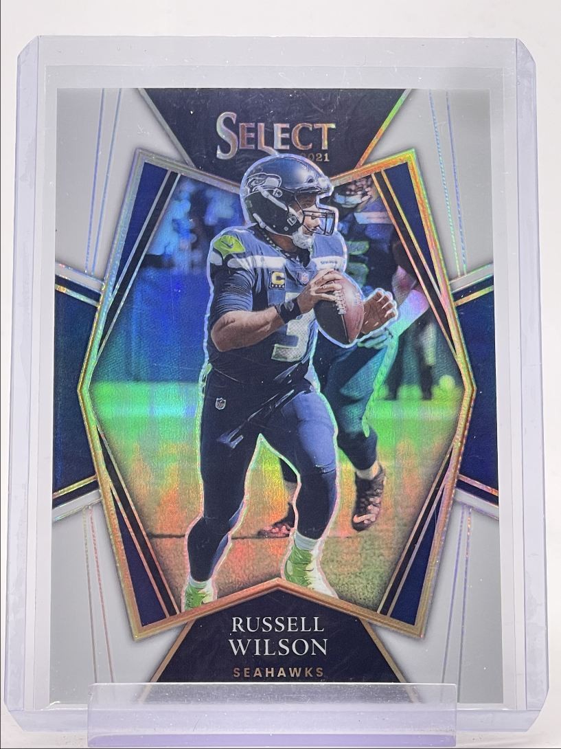 RUSSELL WILSON 2021 SELECT PREMIER LEVEL WHITE PRIZM SEAHAWKS /35 Q5972