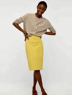 NWT J.CREW No. 2 Pencil® Skirt Bi-Stretch Cotton Blend SZ 00 Yellow (fits 0) 599 - Image 1 of 4