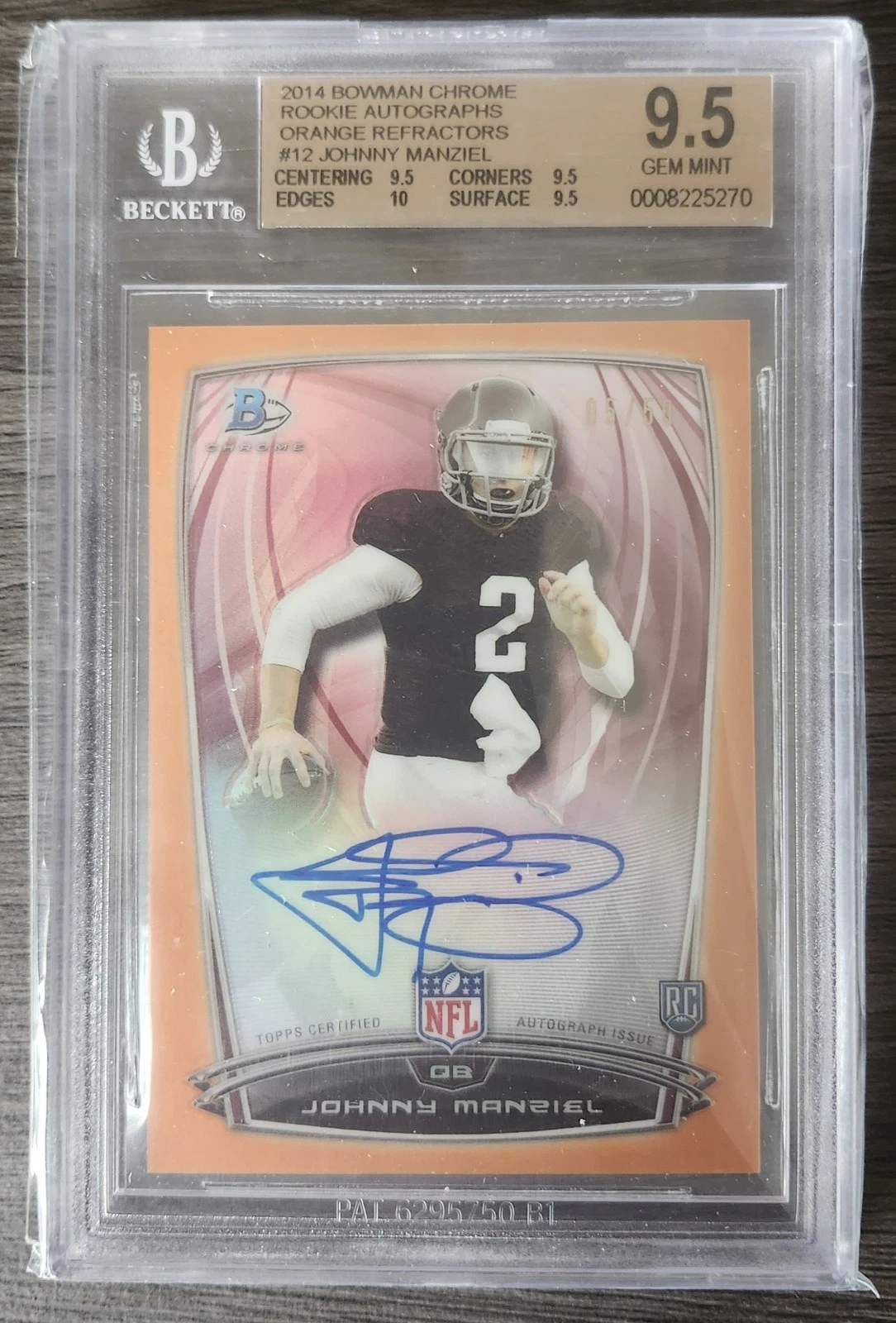 Johnny Manziel Bowman Chrome Rookie Autograph #12 Orange Refractor