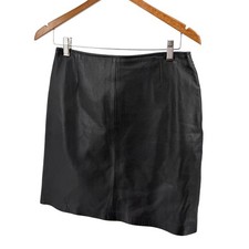 Vintage 90s Casual Corner Black Genuine Leather Mini Skirt