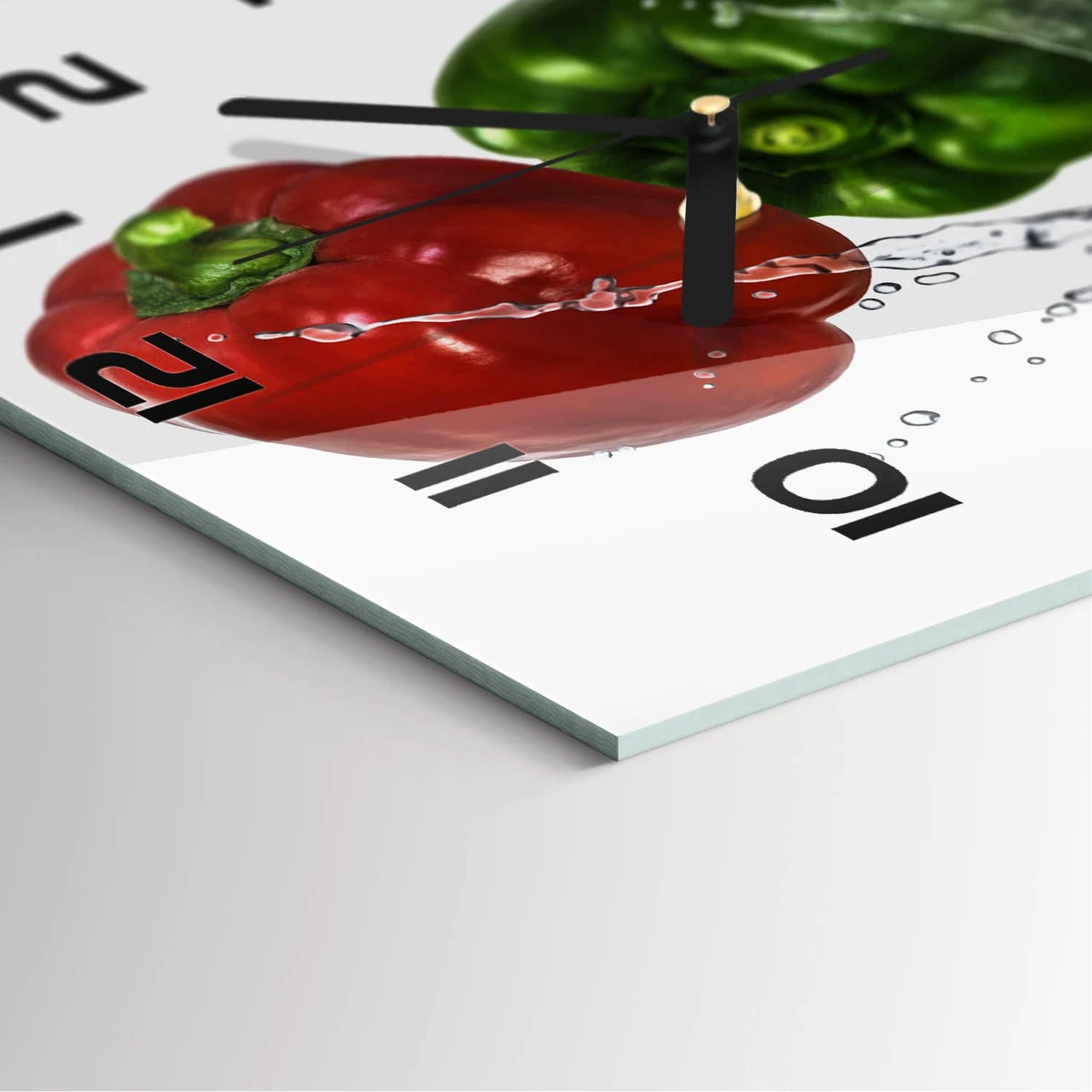 Reloj de Pared Rectangular Diseño Moderno Vidrio Templado Pimiento 30x60 cm