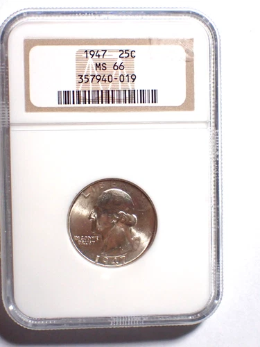 1947 Washington Quarter - 25c NGC MS66  - Older Holder! WQ26 002