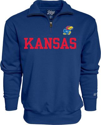 Men'S Kansas Jayhawks Quarter Zip Sweatshirt Team Color, Team Color, Large