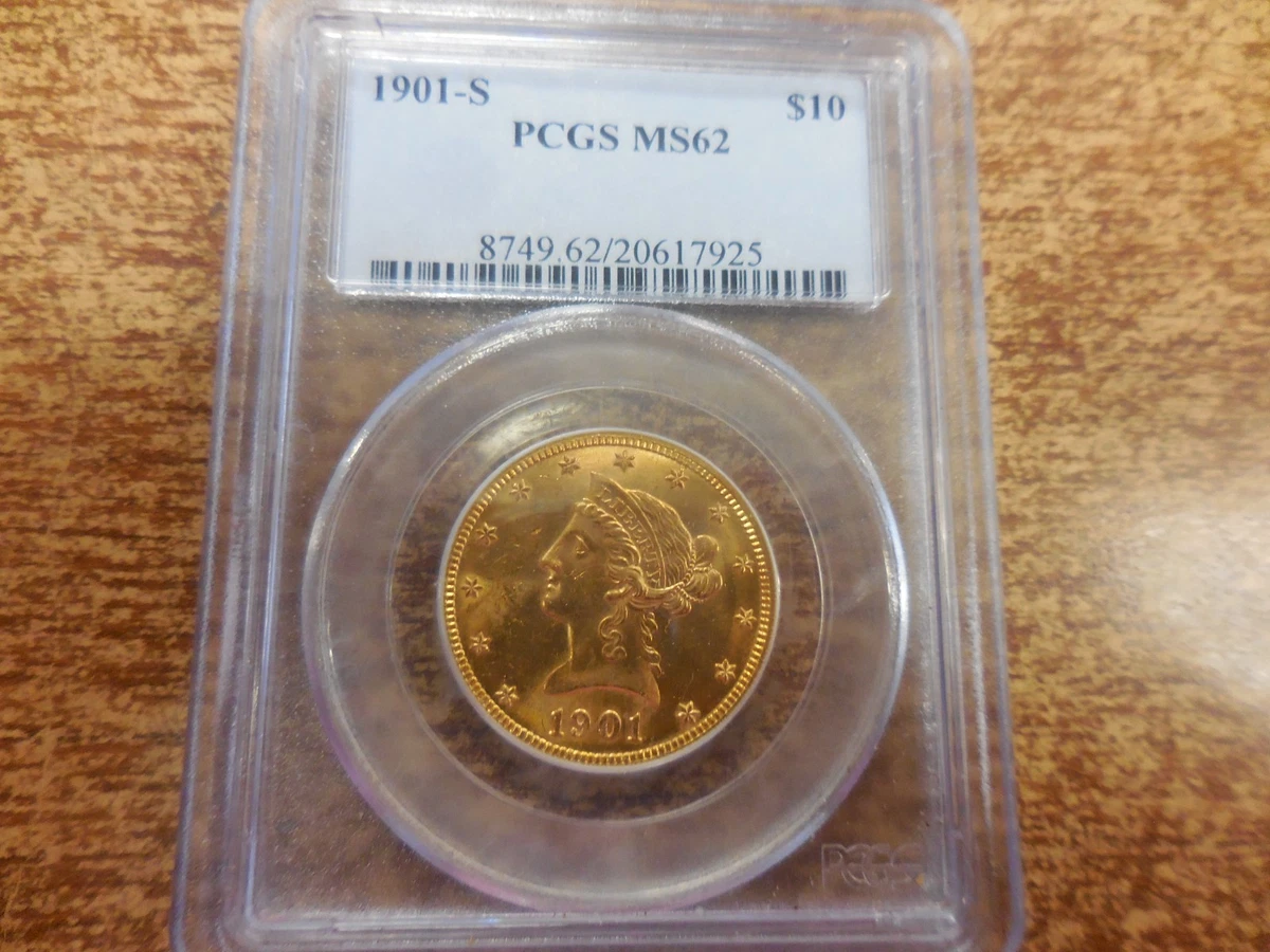 MS 62 Graded 1901 Year Eagle $10 US Gold Coins (Pre - 1933) for