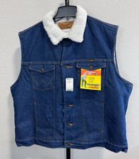 NWT Wrangler Mens Cowboy Cut Denim Sherpa Lined Vest Sz XL