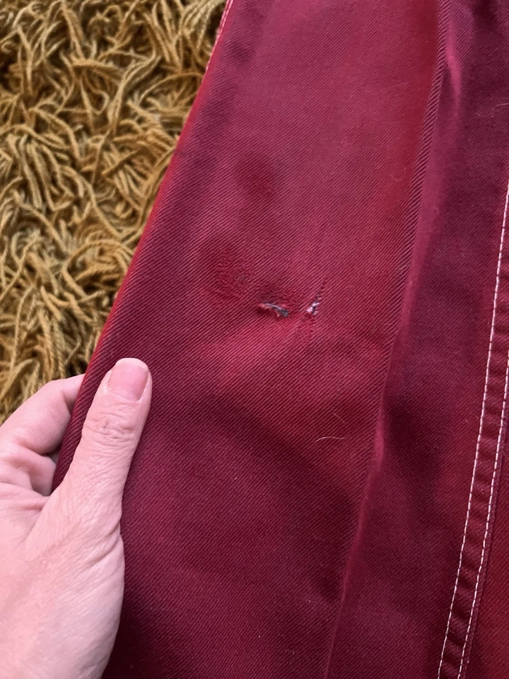 Vintage SEARS TOUGHSKINS Dark Red  Boys Pants 70s 80s Unisex Size 12 Made In USA - Image 3 of 4