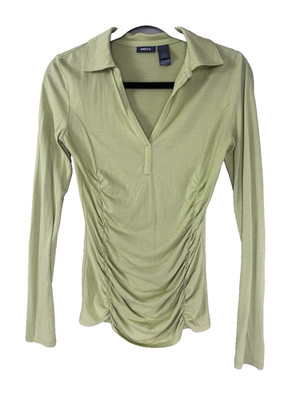 Mexx Womens Small Light Green Silk Blouse Top Quiet Luxury Minimalist Athleisure