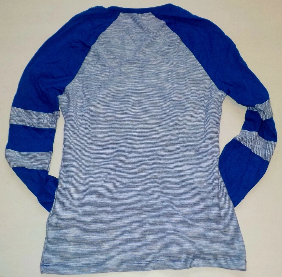 Camiseta NEW YORK GIANTS FEMININA GRÁFICA DE MISTURA DE ALGODÃO MANGA LONGA P M L NOVA COM ETIQUETAS AZUL - Imagem 3 de 3