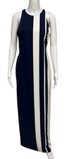 Lauren Ralph Lauren Women's Sleeveless Navy Blue&White Striped Maxi Dress Size 2