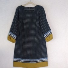 Ann Taylor Womens Blue Mustard Geometric Knee Length Shift Dress Size 6