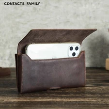 Men's Leather Belt Pouch Phone Holder Wallet for iPhone 13 Pro Max