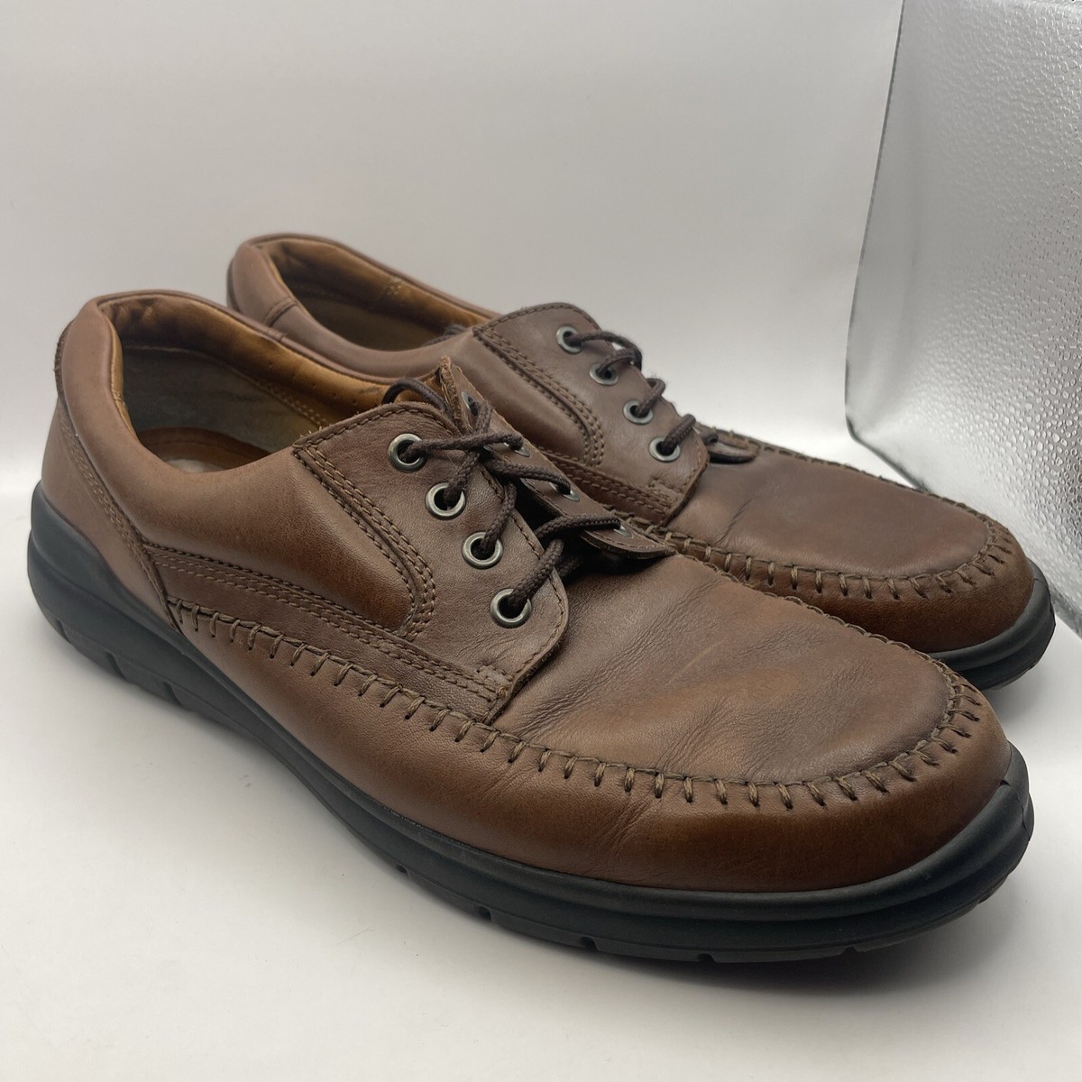 ECCO Seawalker Tie Brown Leather Casual Walking Shoes Men's EU 45