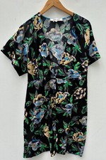 Diane Von Furstenberg Dress 2 Black Blue Yellow Floral A Line V Neck