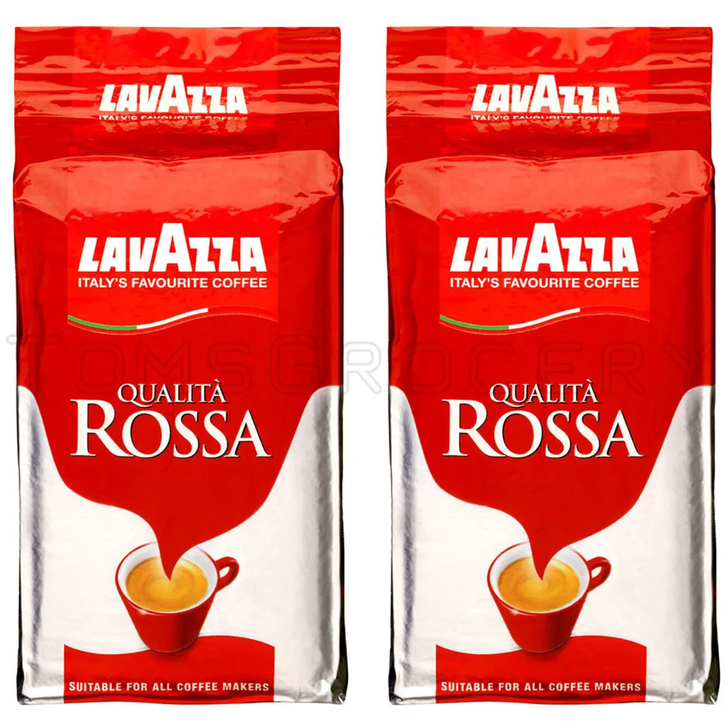 2 x LAVAZZA QUALITA ROSSA Rich & Full Bodied Premium Ground Coffee 250g  8.8oz