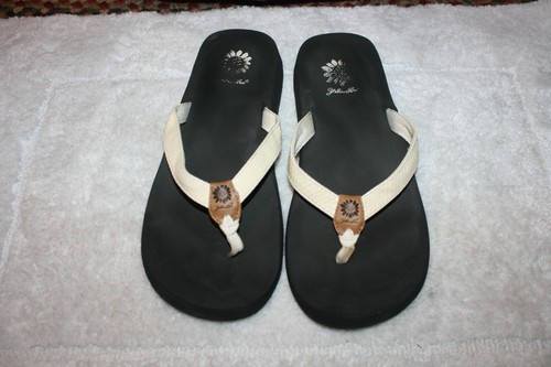 white yellow box flip flops