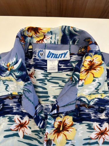 Utility Button Up Hawaiian tropical Shirt Men's small - Picture 2 of 4