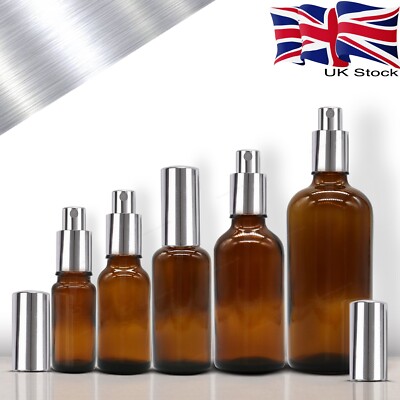Bernstein Glasflasche mit Silber Aluminium Nebel Sprühpumpe Aromatherapie Großhandel 