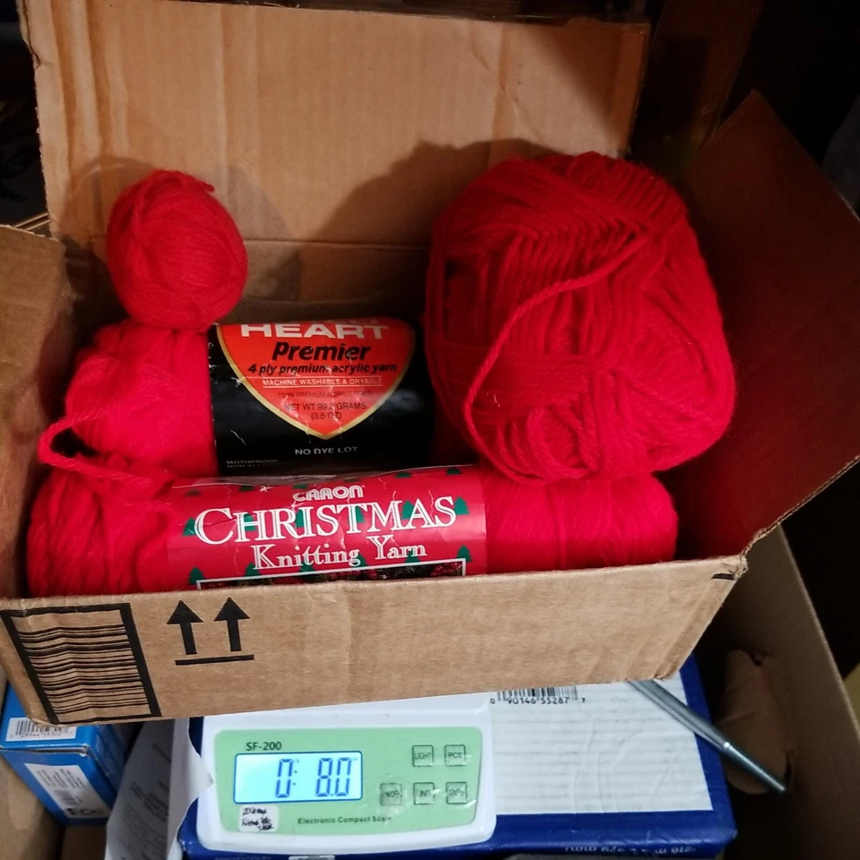 2.5 skeins of RED Caron RED HEART Christmas Knitting Yarn Art.#1272 Color SANTA - Image 2 of 4