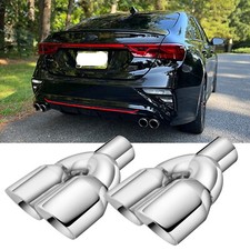 Pair 2.5" ID to 3.5" OD 9.5" Dual Wall Exhaust Pipe Tip Weld-On For Kia Forte GT