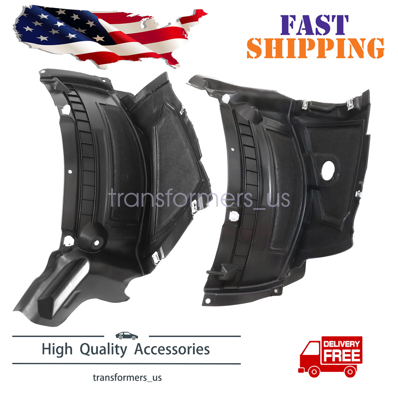 Set of 2 Fender Liner Wheel Spoiler Front Left + Right For Audi A7 2012-2014