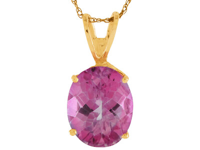 10k oder 14k Gelbgold echter rosa Topas schillernder schwimmender Damen Anhänger