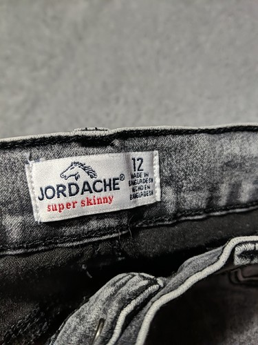 Jordache Girls Jeans Size 12 Super Skinny Gray Acid Wash Denim - Picture 3 of 8