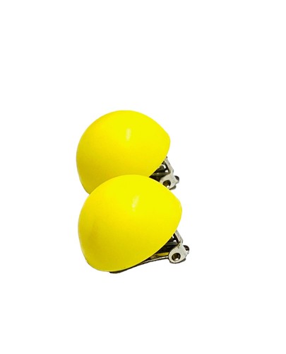 Costume Lucite Vintage Giallo Circolare Cupola Clip On Orecchini Bottone 3/4" Plastica - Foto 8 di 24