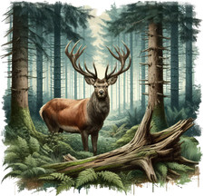 XXL 18X18 Autoaufkleber Hirsch im Wald Aufkleber Wetterfester Vinyl