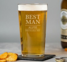 Personalised Pint Glass For Male Wedding Favours Thank You Gifts Presents Ideas