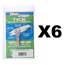 Uncle Bill's Sliver Gripper Tick Remover Removal Removing Tweezers Kit ~ 6 Pack