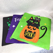 Trick Or Treat Halloween Tote Bags With handles Glow In The Dark 3 Set 12" x 13"
