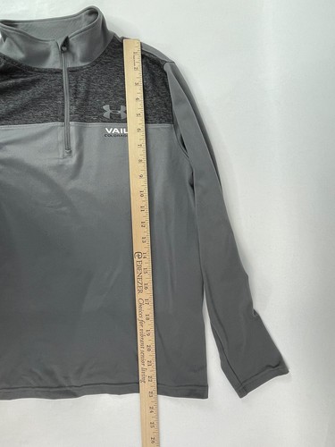 Under Armour Sweater Youth Large Gray Pullover Quarter Zip Vail Logo Colorado - Picture 8 of 9