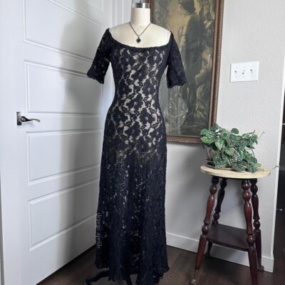 women's lace slip dress Long lace slip dress with ultra-fine straps main image 1