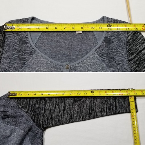 LOGO Lori Goldstein Women Sz XS Gray Black Top Heather Space Dye Colorblock Lace - Bild 6 von 10