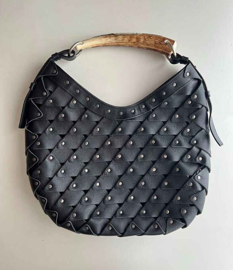 [Ecc+5] Borsa a tracolla Yves Saint Laurent Rive Gauche SS2002 MOMBASA in pelle nera