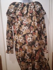 VTG Henry Lee     Brown Floral Long SHEER Dress  Medium  (see measures)