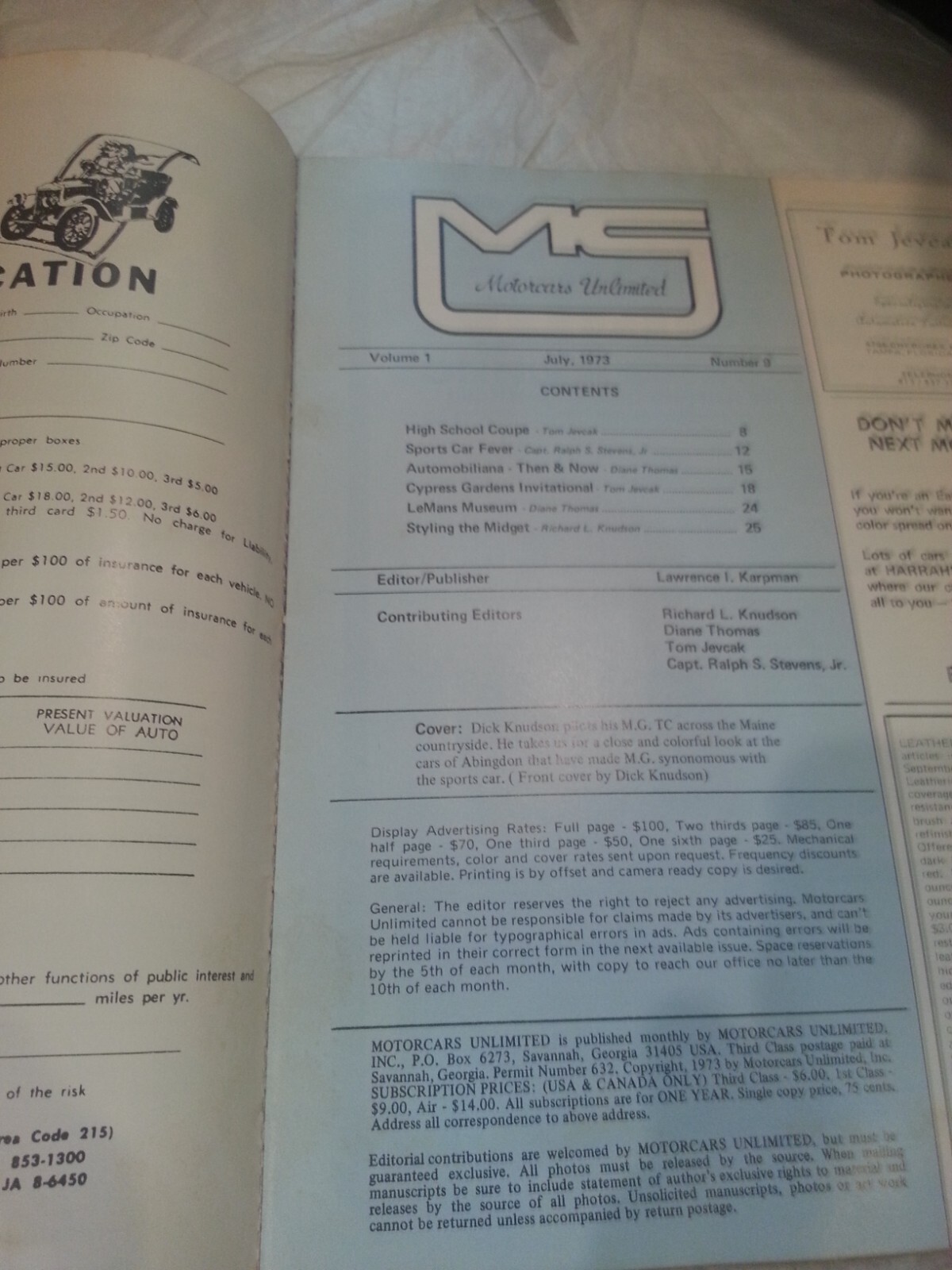 MOTORCARS UNLIMITED MAGAZINE JULY 1973 MGTC IMPORT DOMESTIC AUTOS eBay