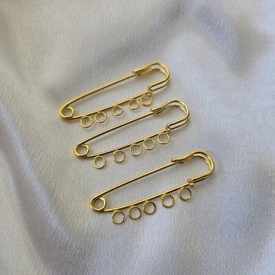 Iron Brooch Findings, 5-Holes Kilt Pins for Lapel Pins Makings Gold