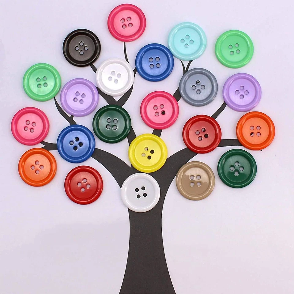 100 piezas botones de costura de resina de 1 pulgada 15 colores 4 agujeros respaldo plano redondo multicolor Foto 4 de 4