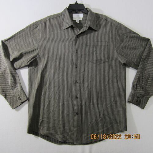 Michael Brandon Shirt Mens Extra Large Brown Beige Button Up Long Sleeve Casual*