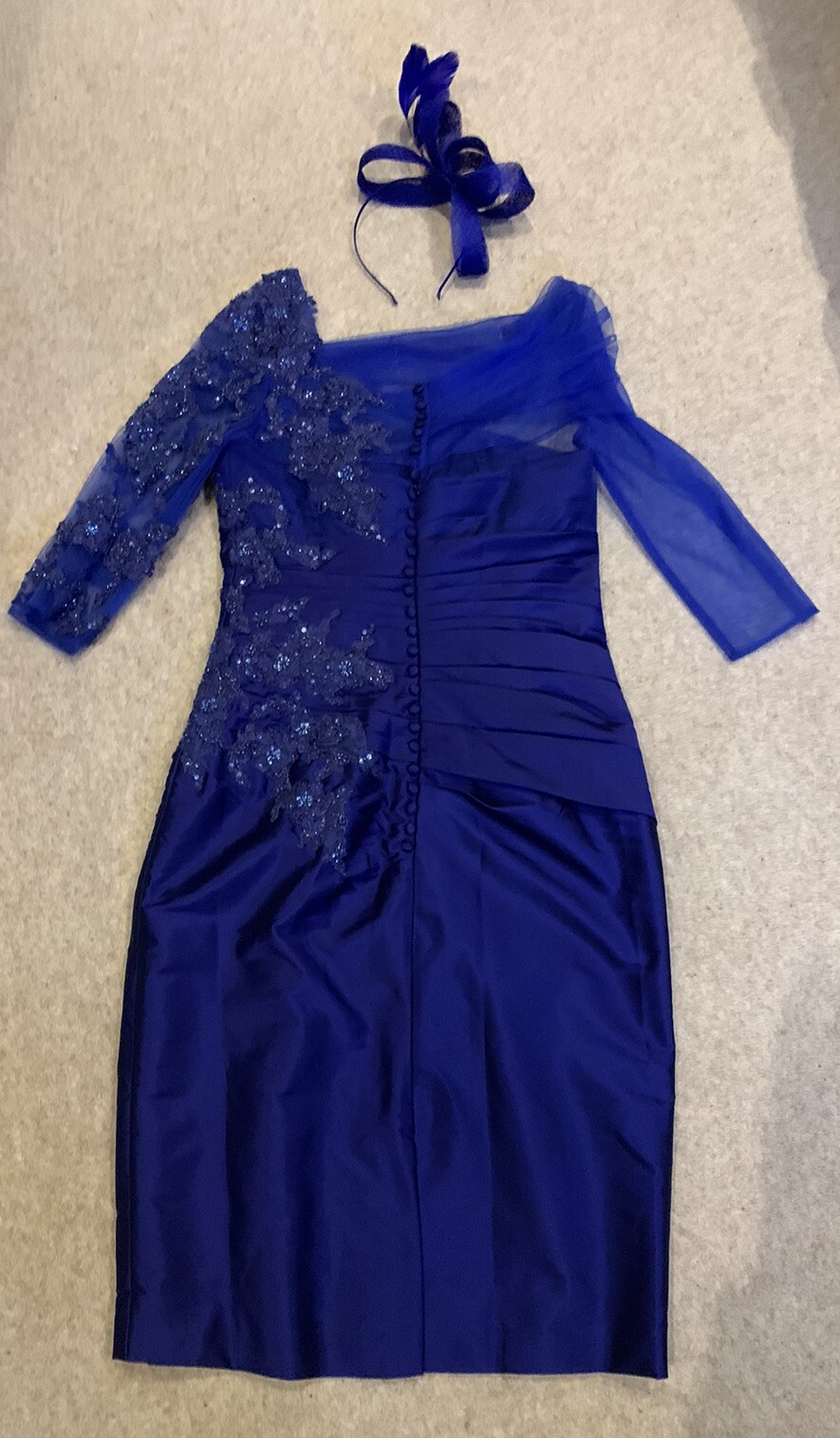 IRRESISTABLE Mother Of The Bride Embroidered Cobalt Blue Dress UK 12