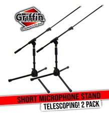 Low Profile Microphone Stand | Short Tripod Mic Stand Mount With Boom Arm & Clip