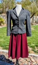 Vintage 1980s Peabody House Check Blazer Albert Randolph Red Maxi Skirt Suit EUC