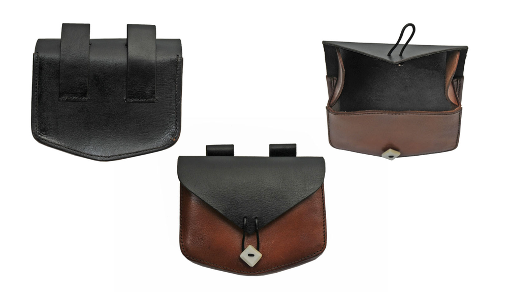 Medieval Genuine Leather Black Sporran Pouch with Box Bone Button HS-4418