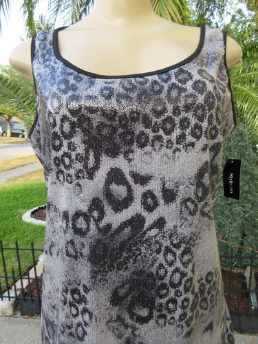 Style&Co Black Sequin Animal Print Tank Top Medium Sleeveless Blouse NWT - Picture 2 of 6