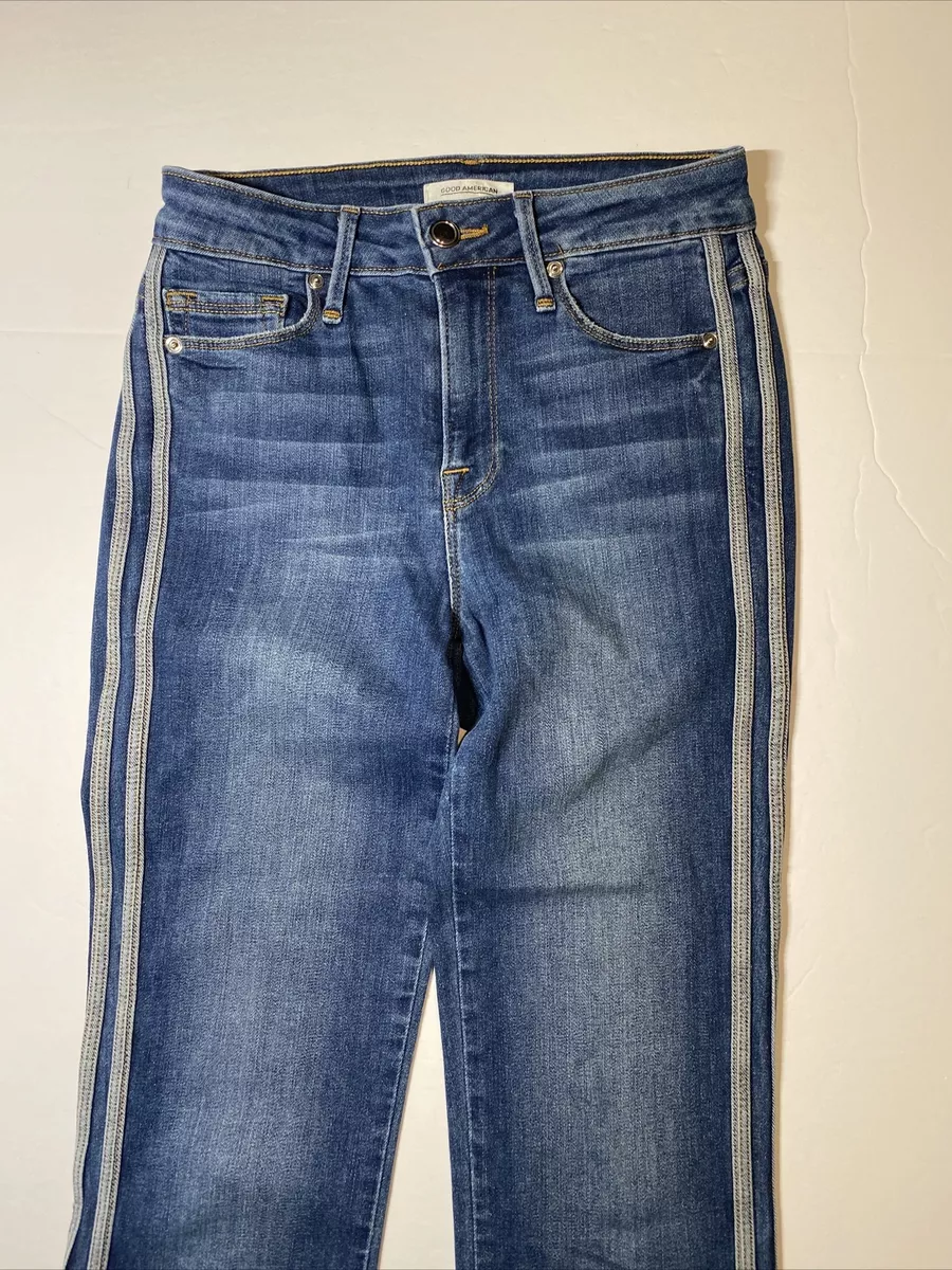 Good american striped best sale jeans
